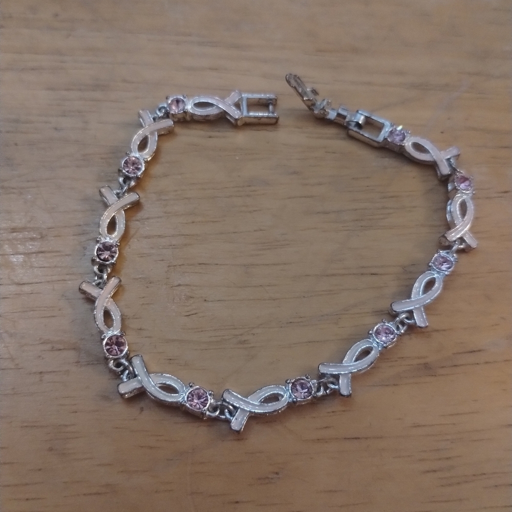 Women's Breast Cancer Pink Ribbon Bracelet